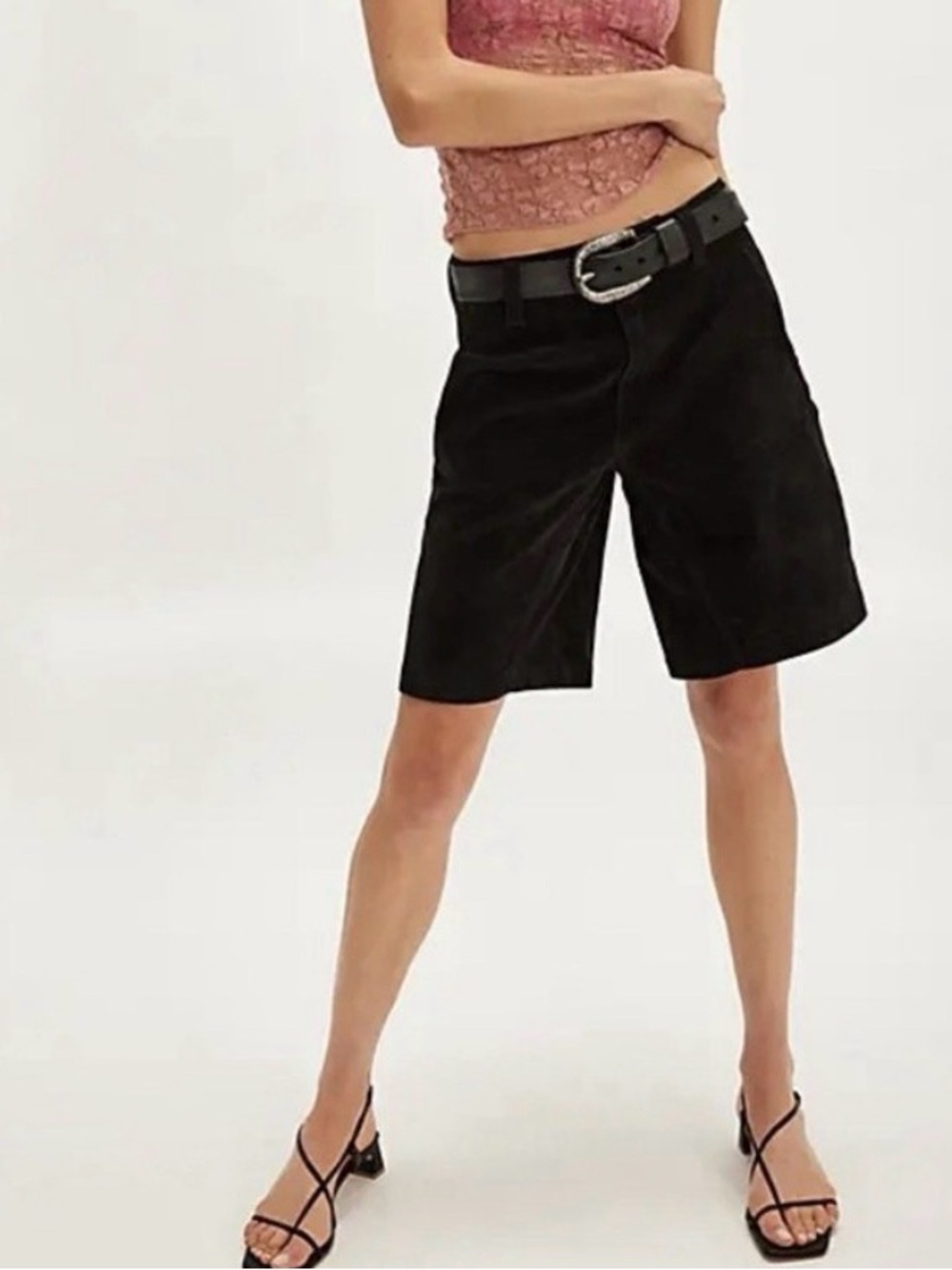 NWT Free People We The Free Dylan Vegan Suede Long Shorts Black Sz 30